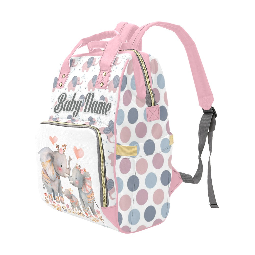 PinkElephants-01 Multi-Function Diaper Backpack/Diaper Bag (Model 1688)