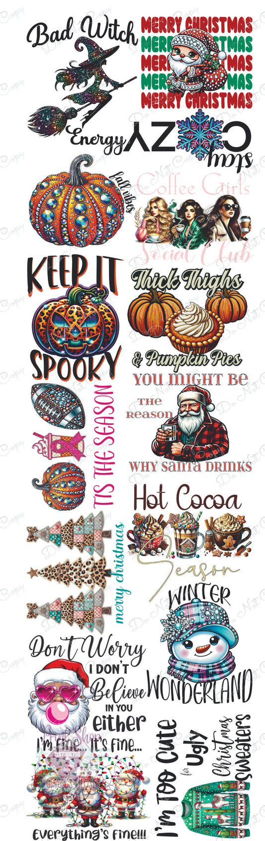 Christmas-Fall 2024 Gang Sheets – Premium DTF Transfers for Seasonal Designs